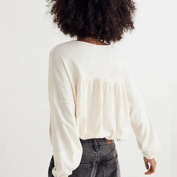 Madewell NG553 Knit Lightspun Ruched Long-Sleeve Top, XXS - Picture 3 of 5